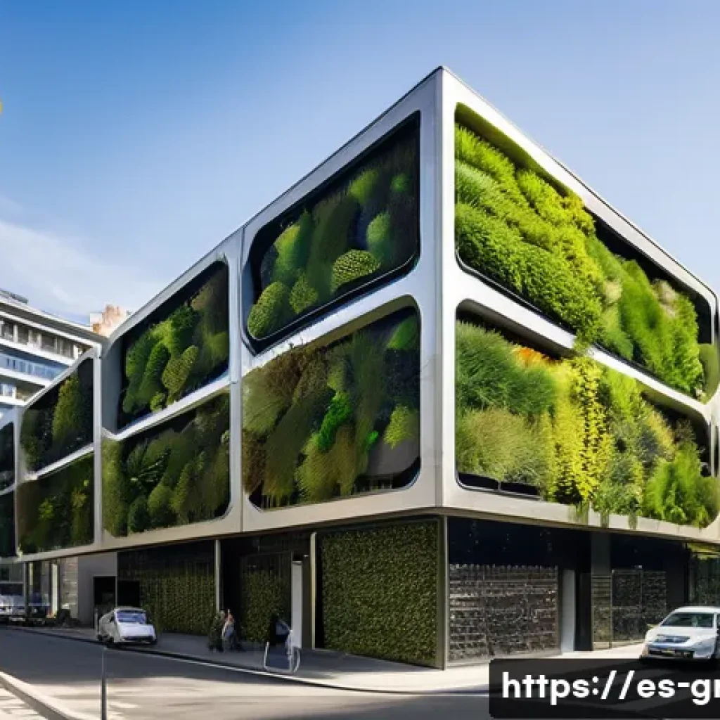 친환경 건축 공학과 관련 학위 소개 - **Sustainable Urban Oasis: Bioclimatic Architecture**
    "A stunning, modern architectural building...